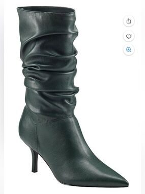 Marc Fisher Black Pointed-Toe Slouch Ankle Boots with Kitten Heel